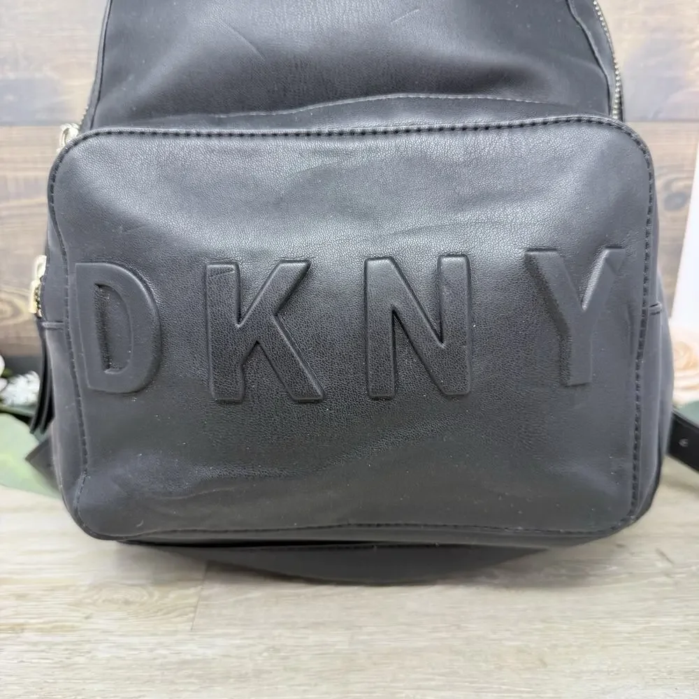 DKNY Tilly Black Zipper Top Backpack Purse